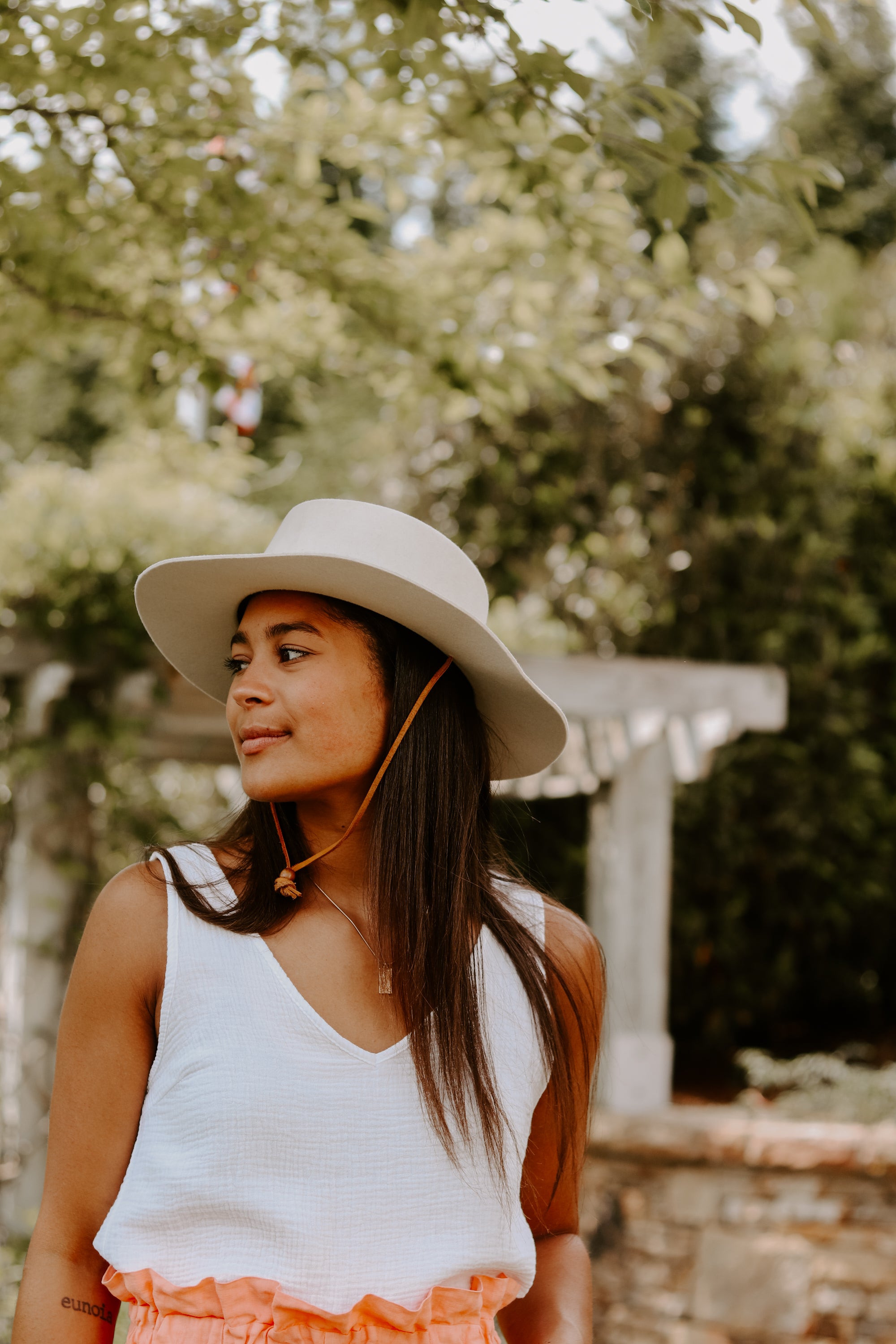 Wren Flat Brim Hat - Off White
