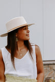 Wren Flat Brim Hat - Off White
