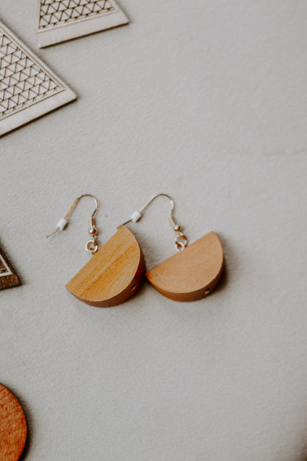 Woodmelon Slice Earrings