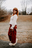 Sparkle Wide Leg Pants (Mahogany)