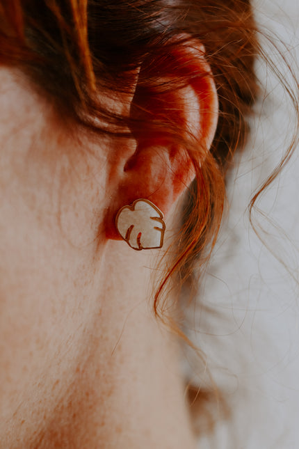 Monstera Geode Earrings