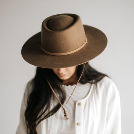 Wren Flat Brim Hat- Brown